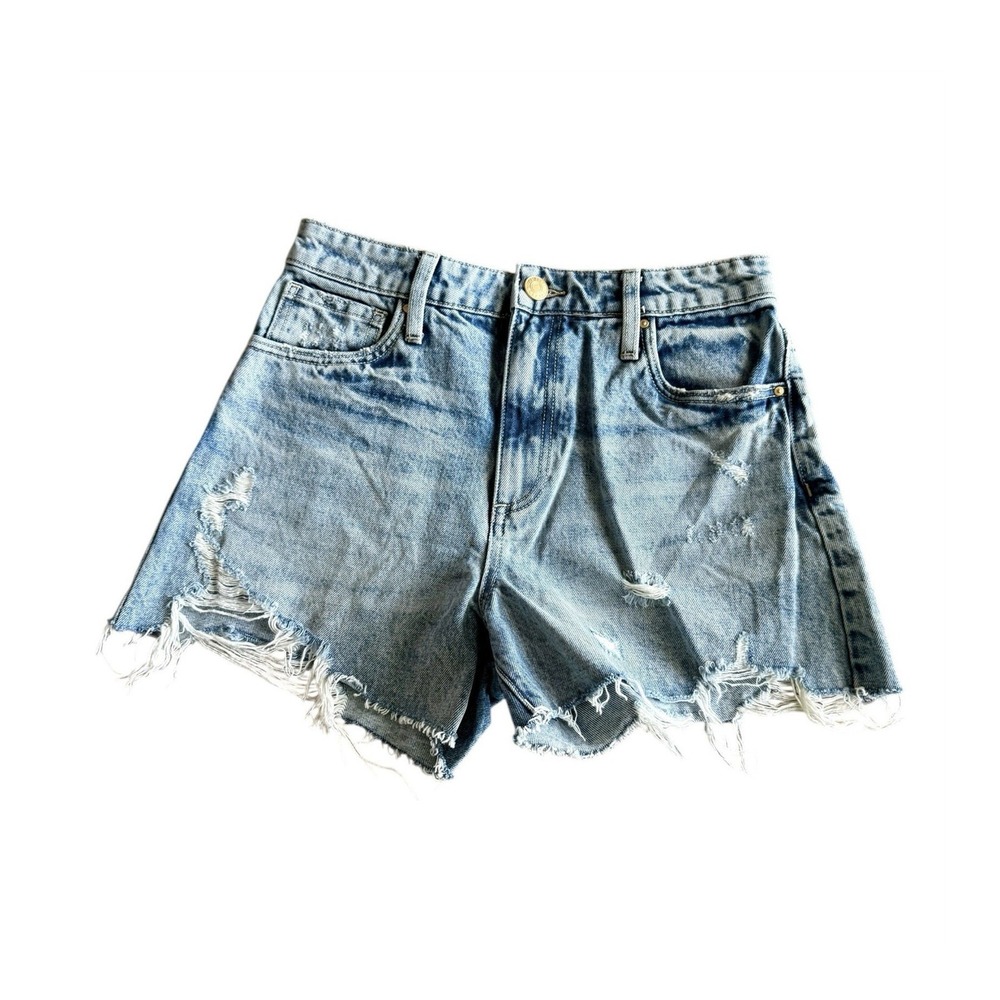 KUT from the Kloth Taylor High Rise Distressed Cut Off Denim Shorts Blue Size 0
